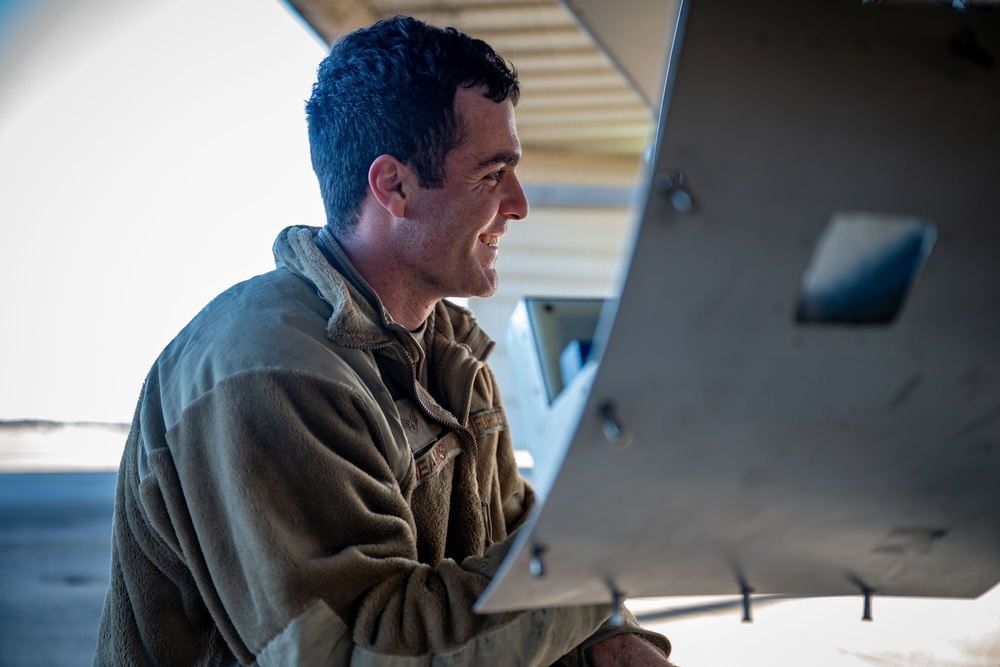 The F-16 Viper Demonstration Team perform jet maintenance during the off season