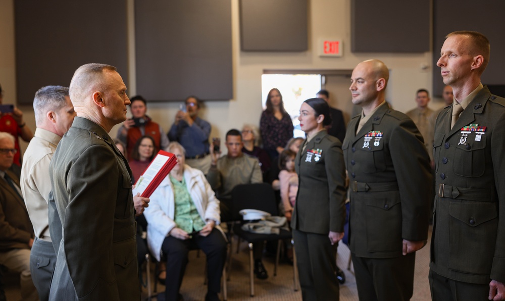 Marine Corps Band members pinned to Warrant Officer during ceremony