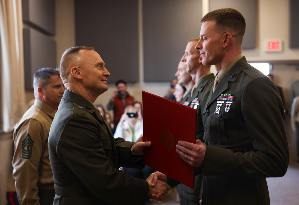 Marine Corps Band members pinned to Warrant Officer during ceremony