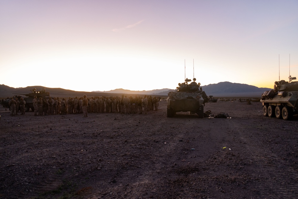 Marines with 3rd Light Armored Reconnaissance Battalion conduct a platoon attack while participating in SLTE 2-24