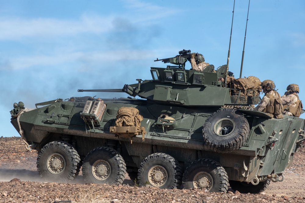 Marines with 3rd Light Armored Reconnaissance Battalion conduct a platoon attack while participating in SLTE 2-24