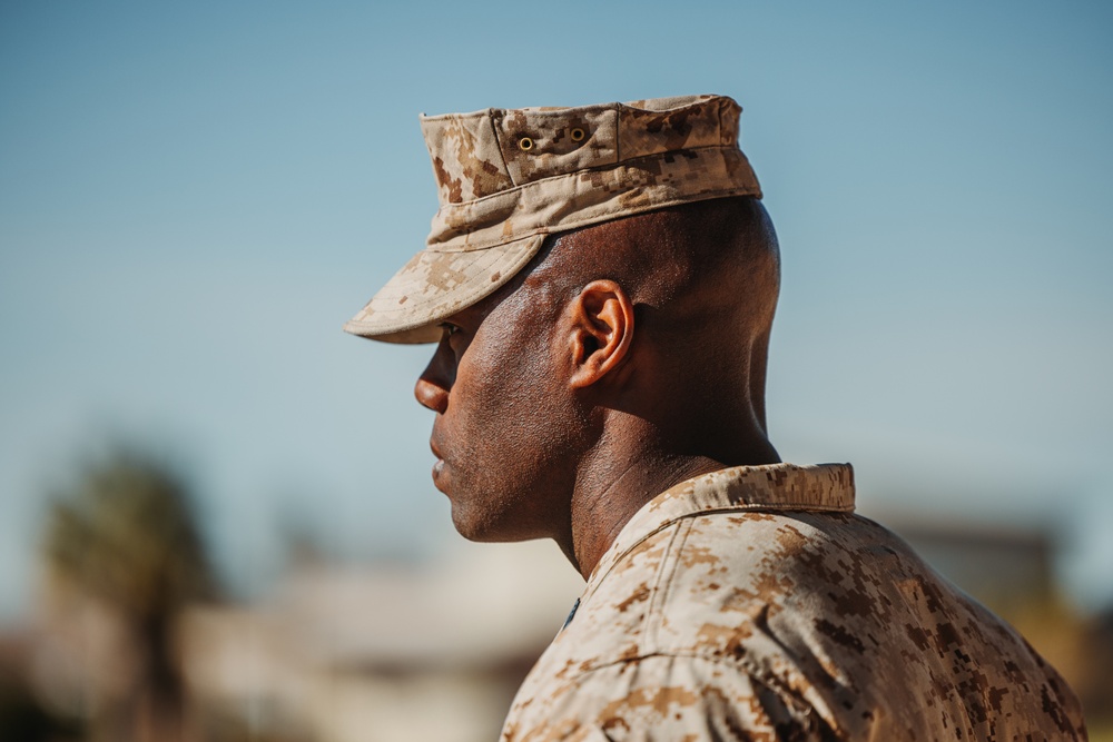 CLB 7 Sgt. Maj. James Foster is relieved by Sgt. Maj. Michael Allen during a relief and appointment ceremony