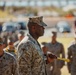 CLB 7 Sgt. Maj. James Foster is relieved by Sgt. Maj. Michael Allen during a relief and appointment ceremony