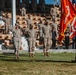 CLB 7 Sgt. Maj. James Foster is relieved by Sgt. Maj. Michael Allen during a relief and appointment ceremony