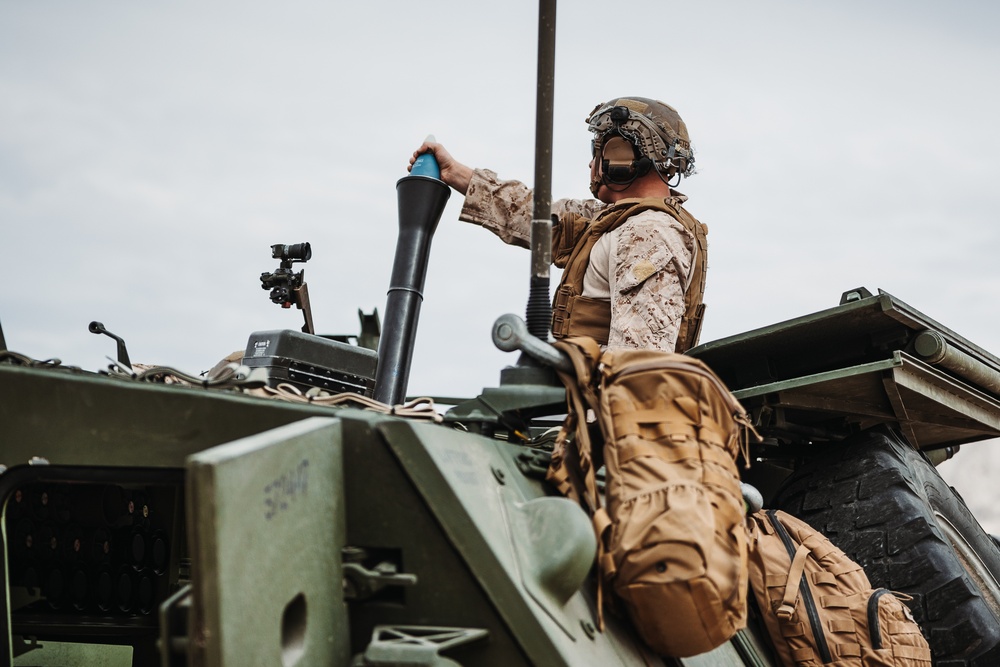 2/4 Marines and 3rd LAR conduct a Mortar range during an Integrated Training Exercise