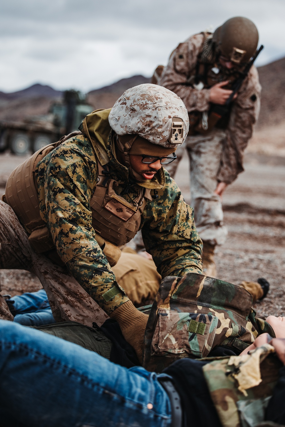 Units from across 1st Marine Division conduct tactical combat casualty care on simulated casualties during SLTE 2-25