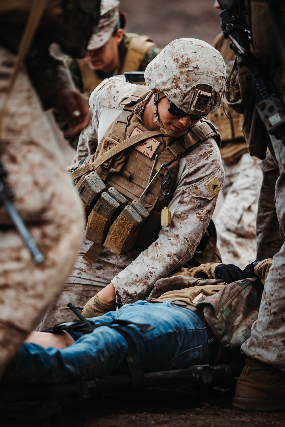 Units from across 1st Marine Division conduct tactical combat casualty care on simulated casualties during SLTE 2-25