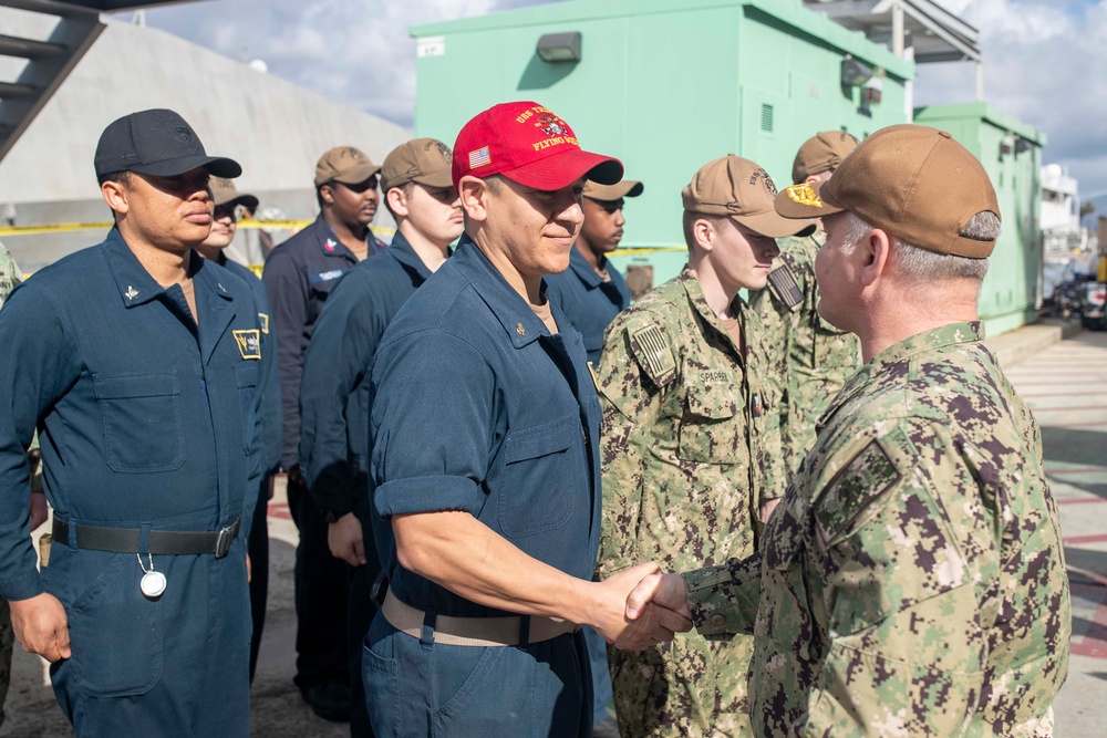 Rear Adm. Peck Visits USS Tripoli Sailors