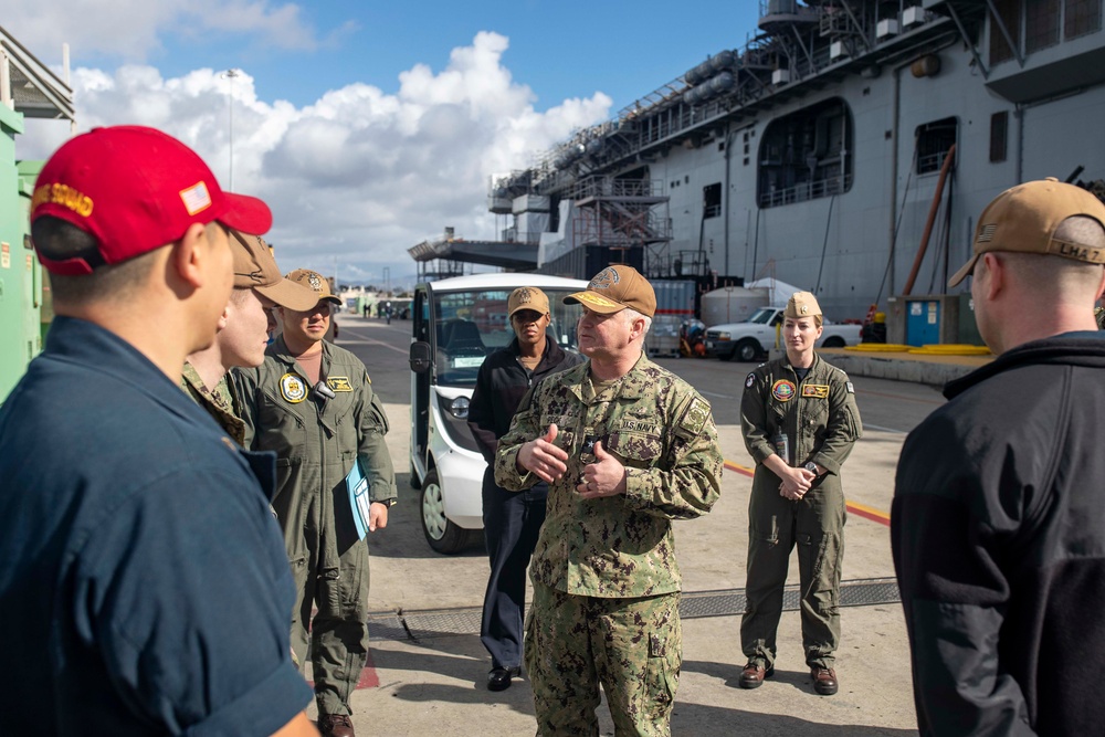 Rear Adm. Peck Visits USS Tripoli Sailors