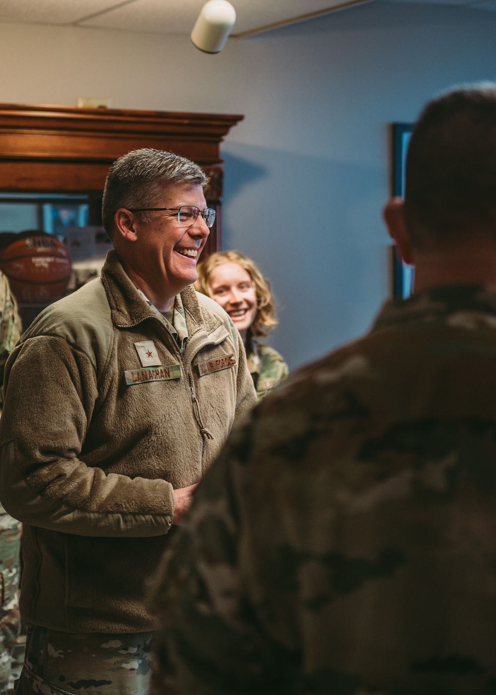 Brig. Gen. Patrick Lanaghan coins Airmen of the 139th Airlift Wing