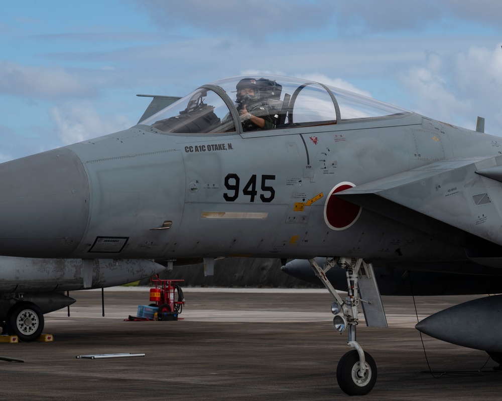 JASDF F-15J Eagles arrive at Andersen AFB for Cope North 24