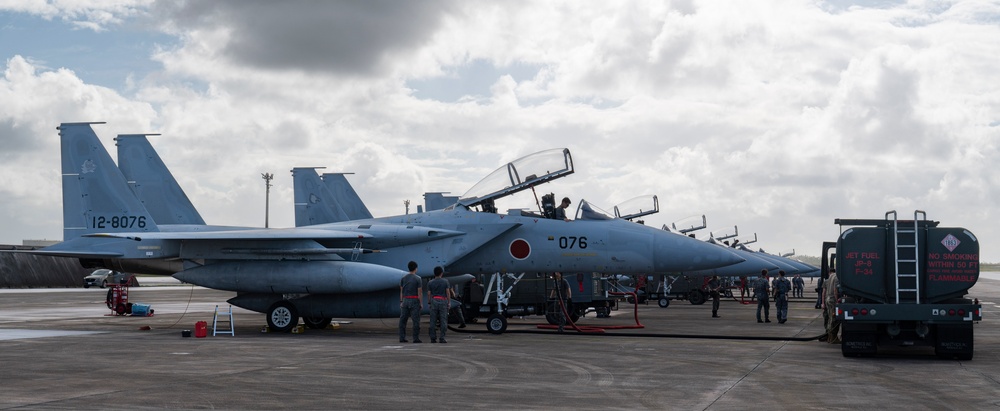 JASDF F-15J Eagles arrive at Andersen AFB for Cope North 24