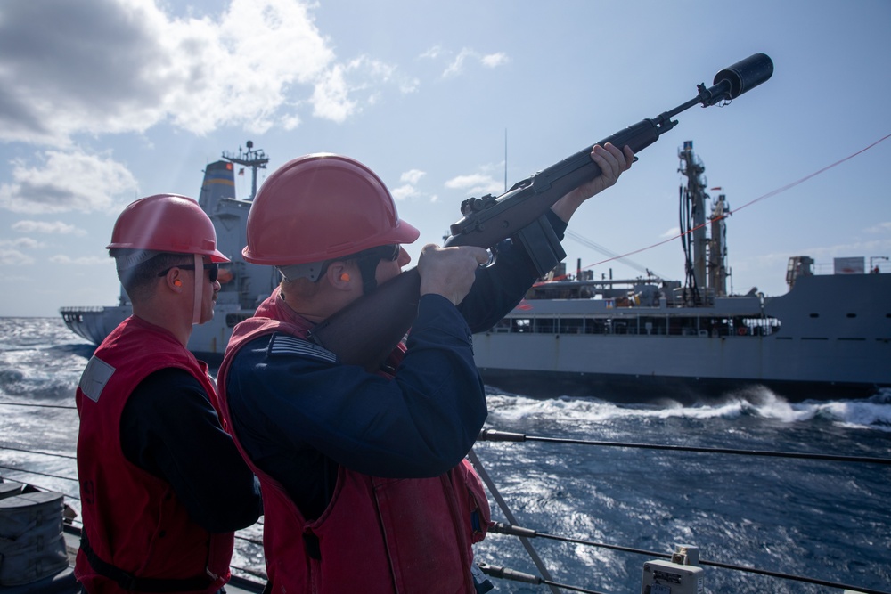 USS Laboon Conducts Replenishment-at-Sea with USNS Kanawha in the Red Sea