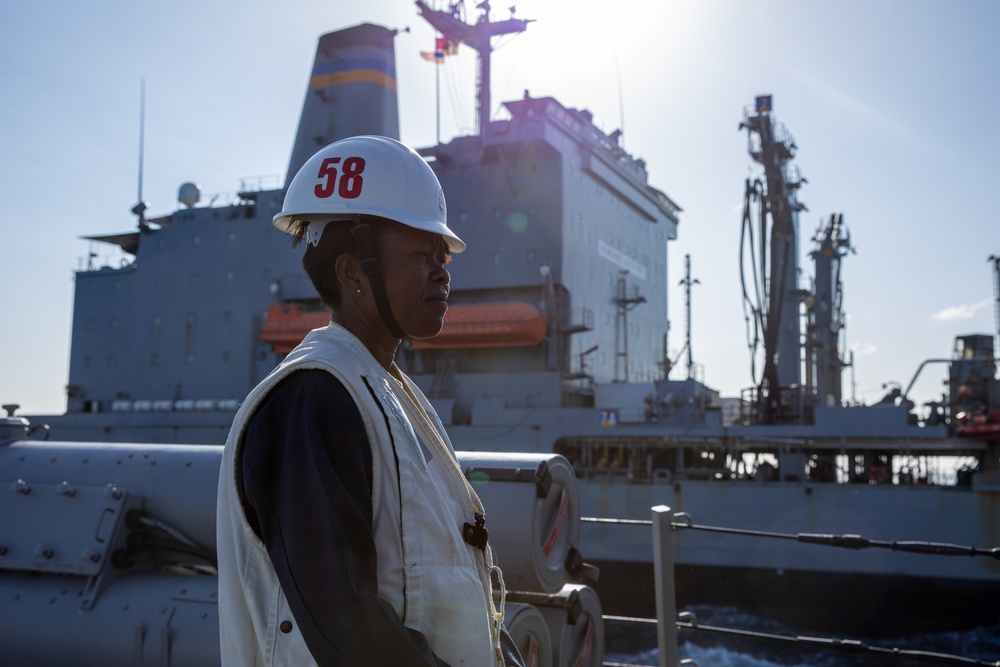 USS Laboon Conducts Replenishment-at-Sea with USNS Kanawha in the Red Sea