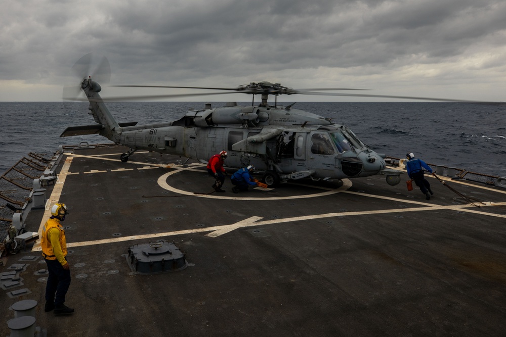 USS Laboon Holds Flight Quarters