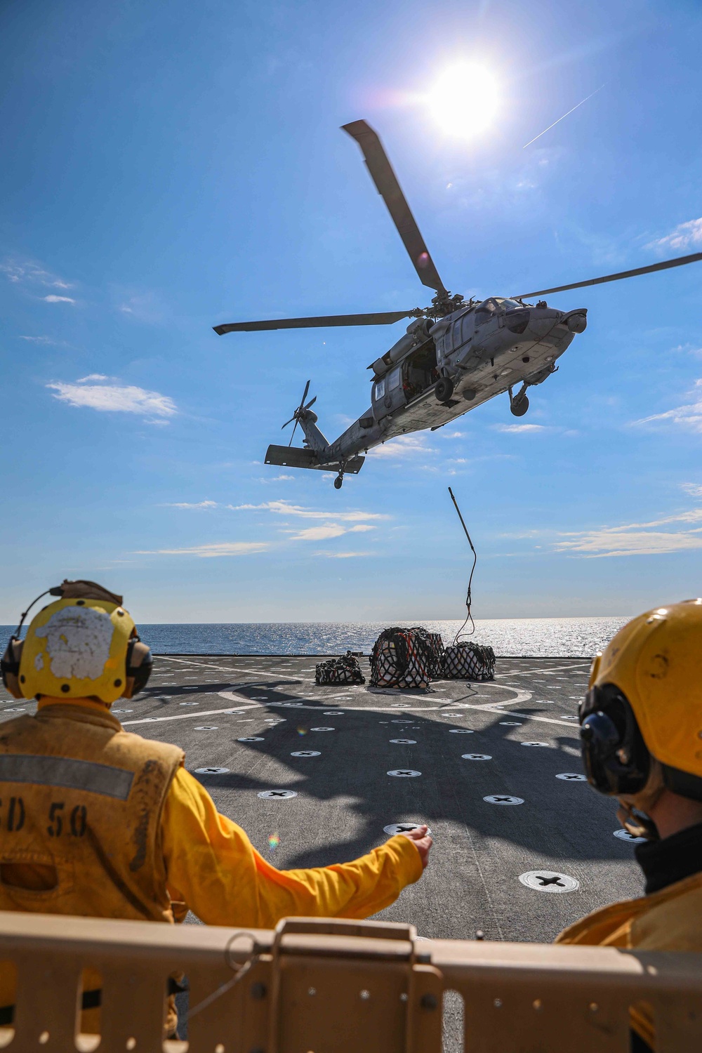 USS Carter Hall (LSD 50) Conducts Vertical Replenishment, Feb. 4, 2024