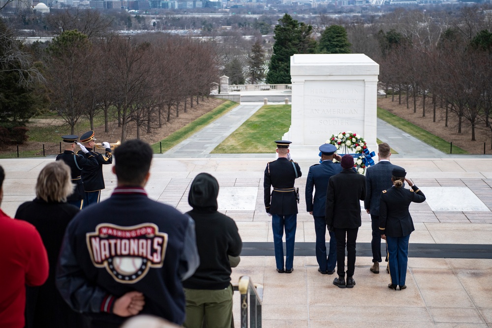 Members of the Washington Nationals Visit Arlington National Cemetery