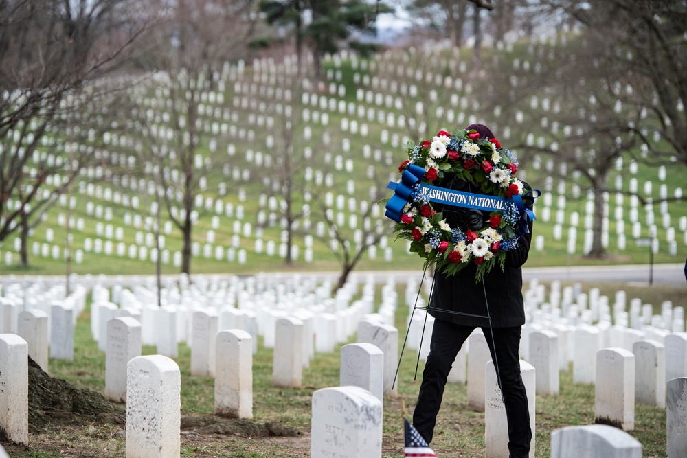 Members of the Washington Nationals Visit Arlington National Cemetery