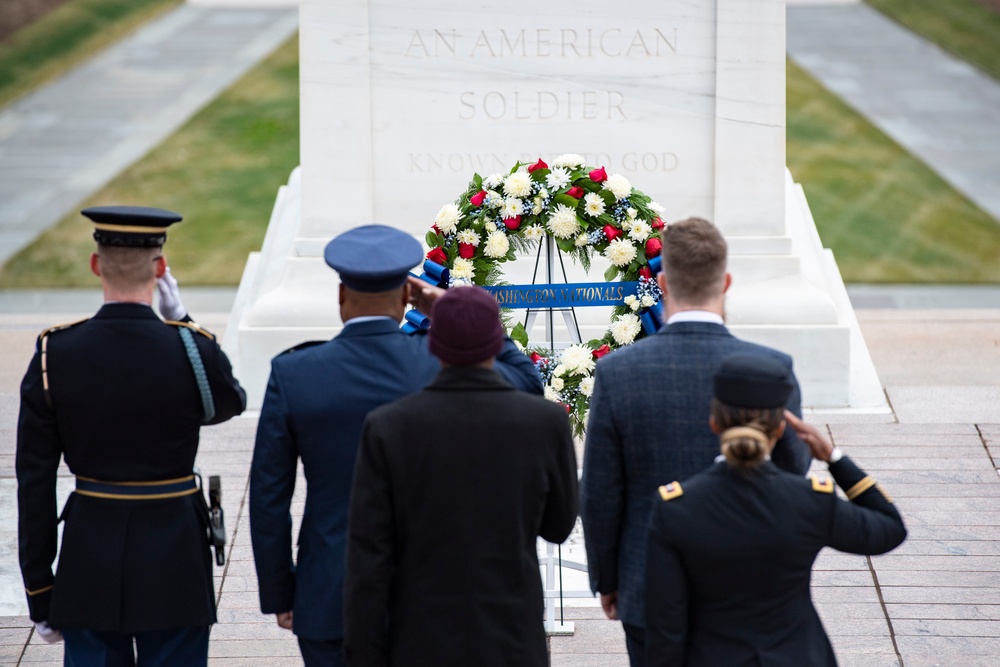 Members of the Washington Nationals Visit Arlington National Cemetery