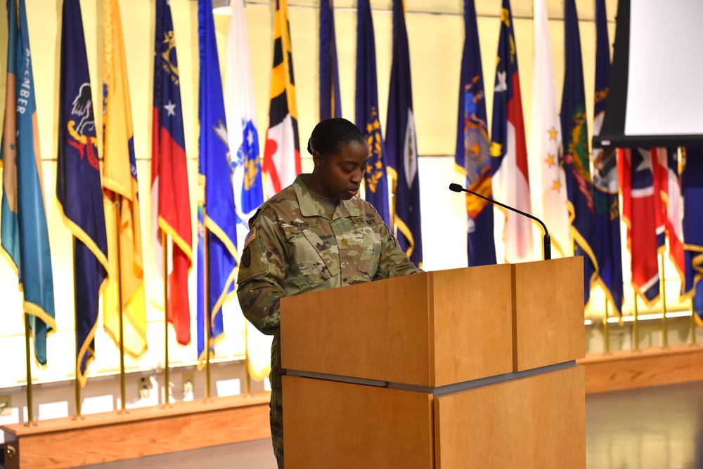 Maj. Davis at the podium