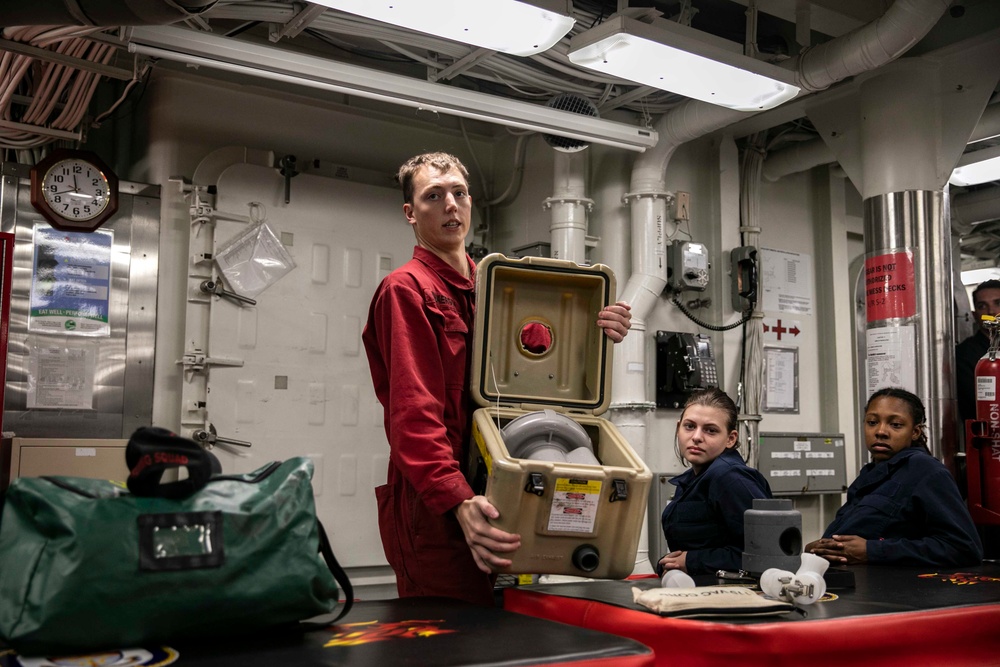 Sterett Sailors Conduct CBRN Drill