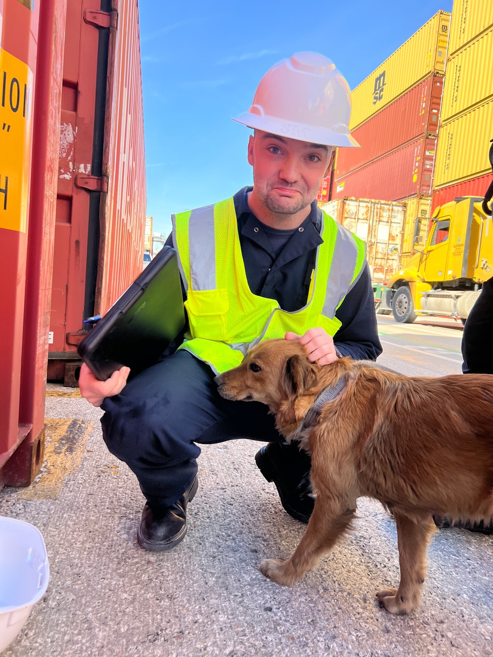 Coast Guard marine inspectors rescue dog from shipping container in Seabrook, Texas