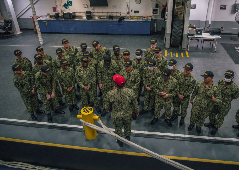 Recruits Practice Basic Seamanship Skills Aboard USS Marlinespike