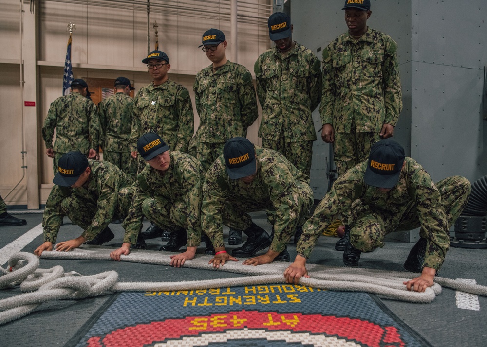Recruits Practice Basic Seamanship Skills Aboard USS Marlinespike