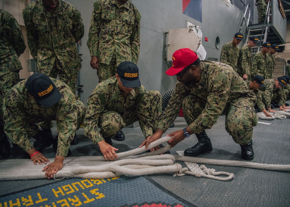 Recruits Practice Basic Seamanship Skills Aboard USS Marlinespike