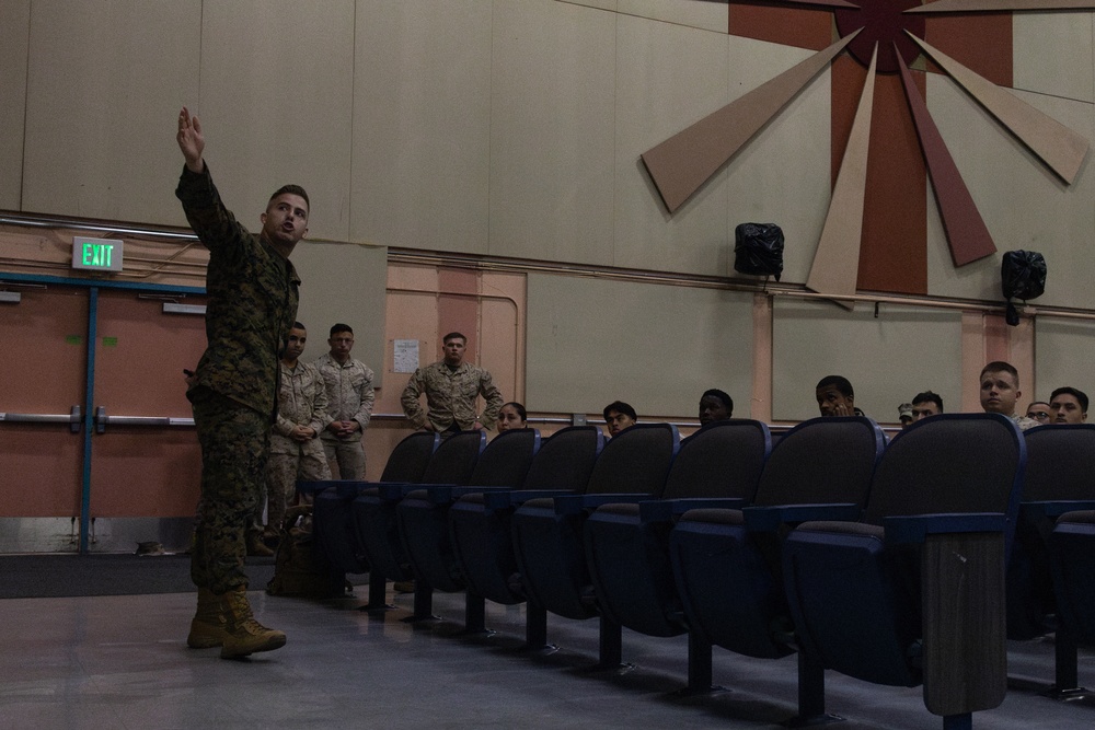 Marines from around MCAGCC attend a special duty assignment brief