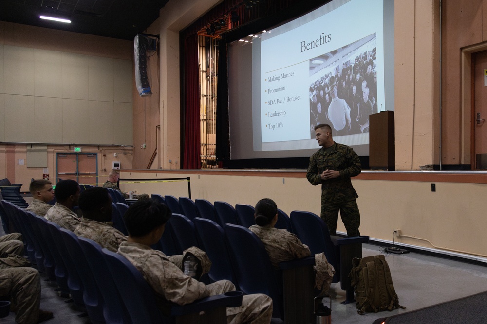 Marines from around MCAGCC attend a special duty assignment brief