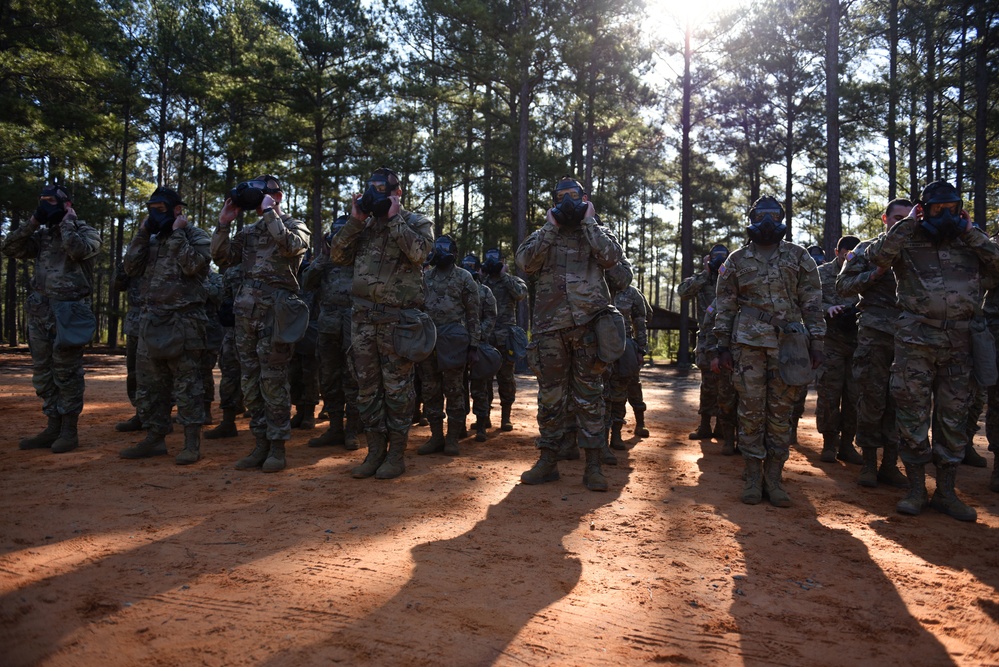 Army recruits enter the gas chamber