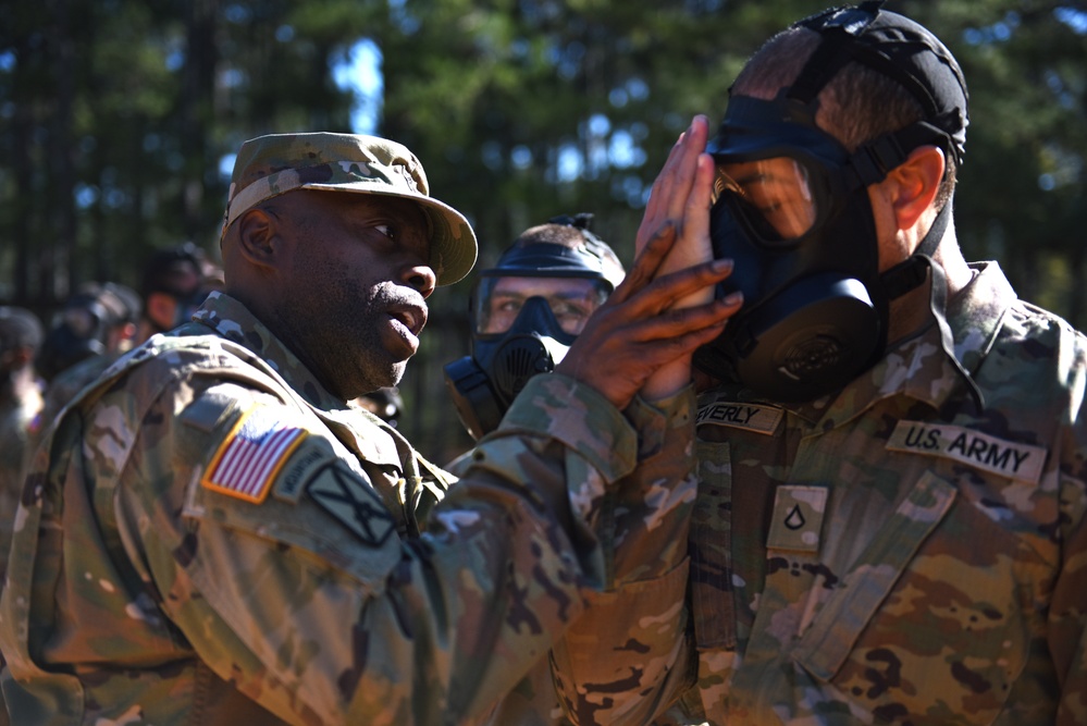 Army recruits enter the gas chamber