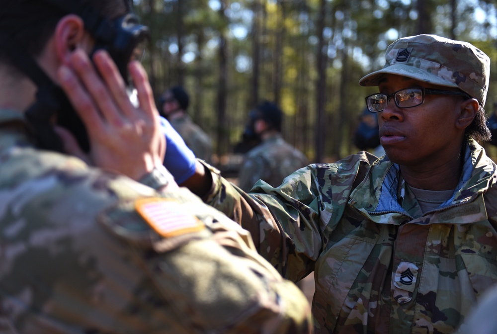 Army recruits enter the gas chamber