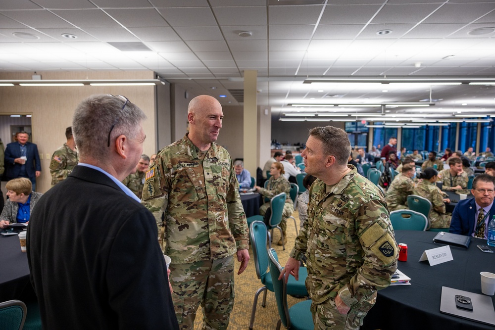 NETCOM Commanding General Major General Christopher Eubank delivers keynote address at (AFCEA) Enabling Distributed C2 Symposium on JBLM