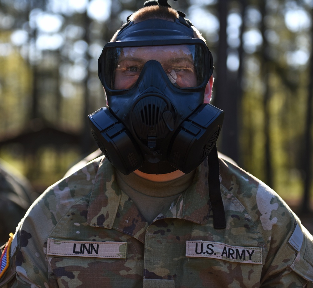 Army recruits enter the gas chamber