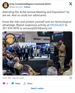 "Attending the AUSA Annual Meeting and Exposition? So are we. And so could our adversaries."