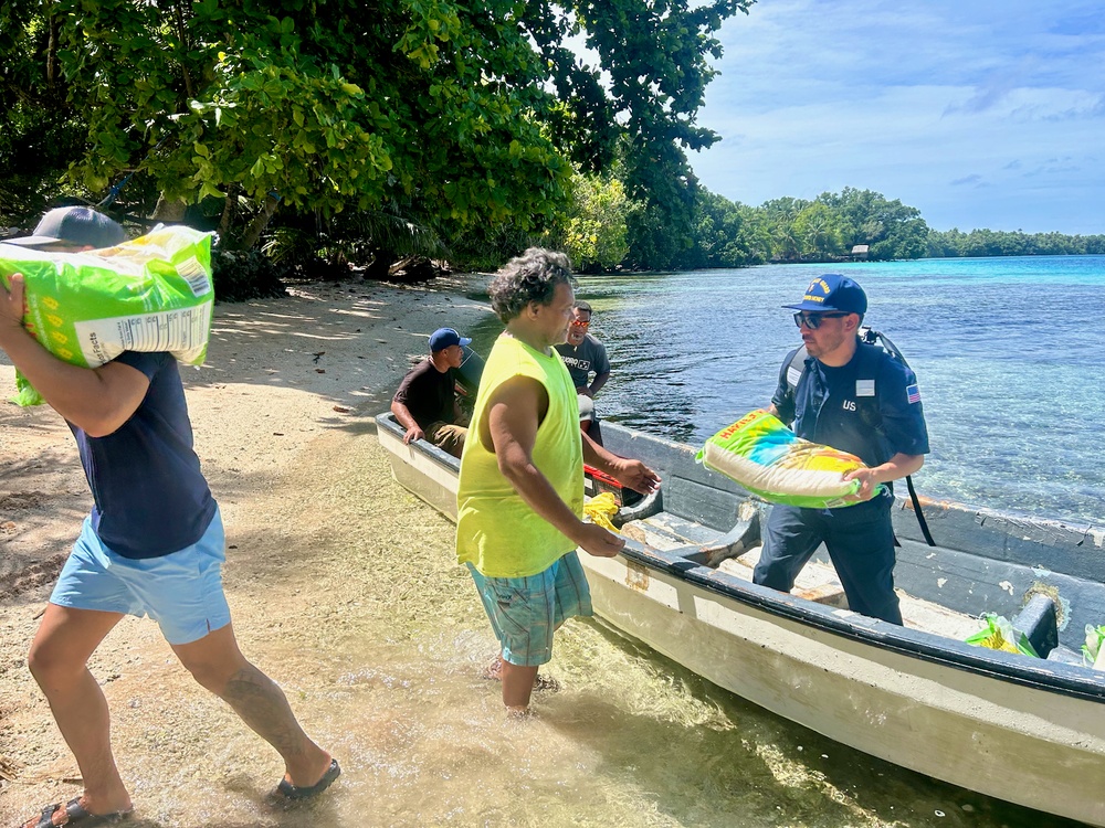 U.S. Coast Guard sails to outer islands of Federated States of Micronesia with needed equipment and supplies