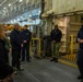 Aviation Ordnanceman 2nd Class Cody Lindenbusch gave a tour of the elevator systems aboard USS Gerald R. Ford (CVN 74) to members of the USSTRATCOM Component Commanders Conference, Feb. 5, 2024.