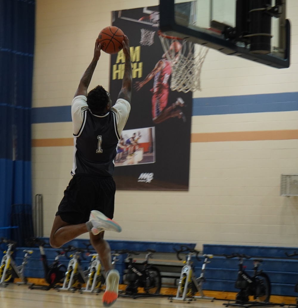 Slam dunk during intramural basketball game at NWS Yorktown