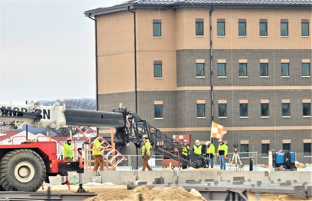 Steel framing underway on $28 million-plus transient training barracks project at Fort McCoy