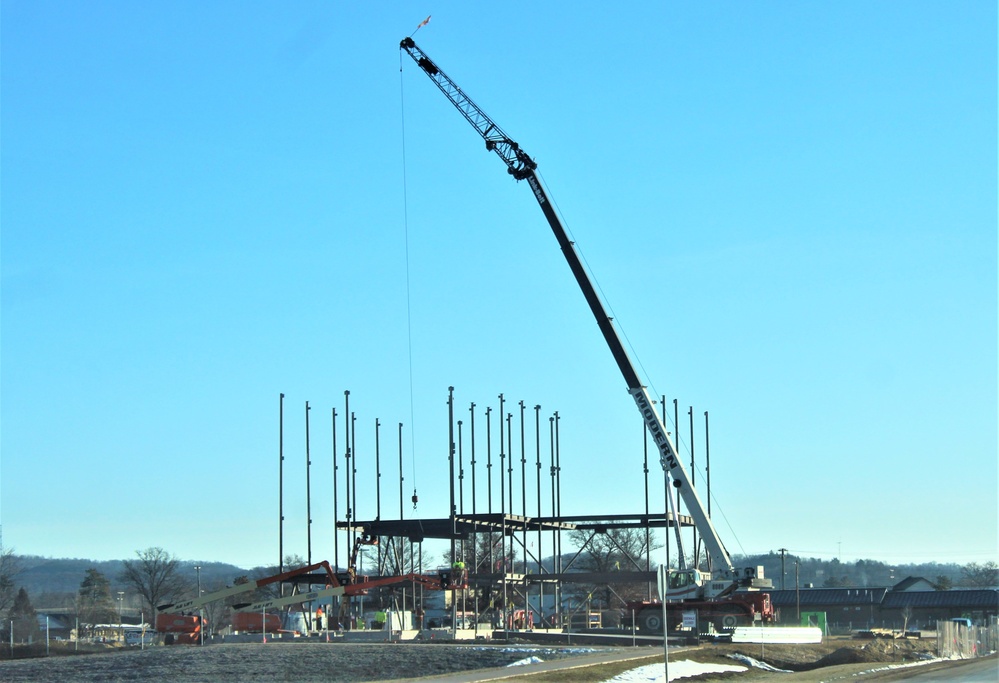 Steel framing underway on $28 million-plus transient training barracks project at Fort McCoy