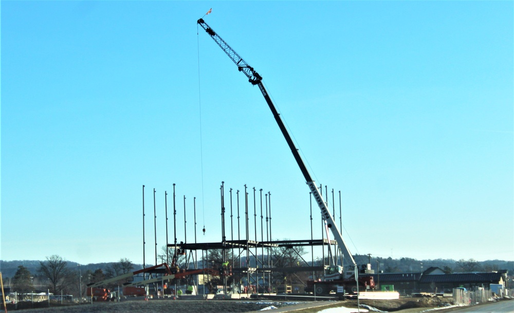 Steel framing underway on $28 million-plus transient training barracks project at Fort McCoy