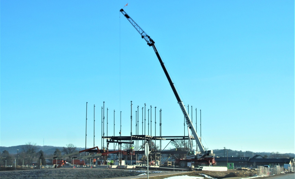 Steel framing underway on $28 million-plus transient training barracks project at Fort McCoy