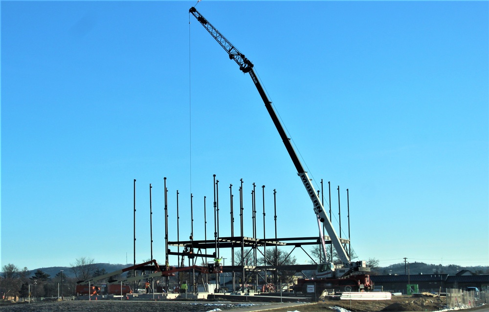 Steel framing underway on $28 million-plus transient training barracks project at Fort McCoy