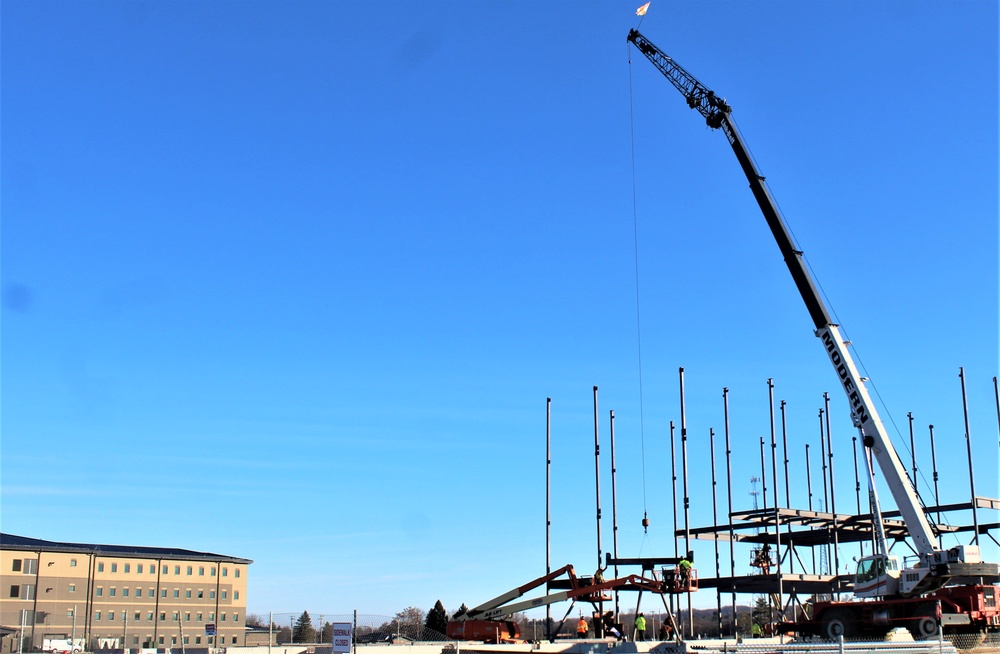 Steel framing underway on $28 million-plus transient training barracks project at Fort McCoy