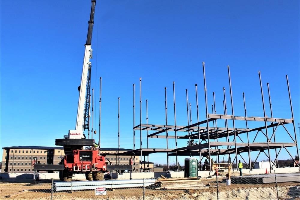 Steel framing underway on $28 million-plus transient training barracks project at Fort McCoy