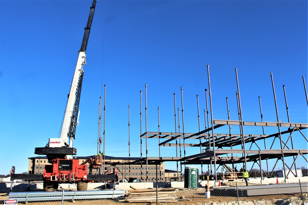 Steel framing underway on $28 million-plus transient training barracks project at Fort McCoy