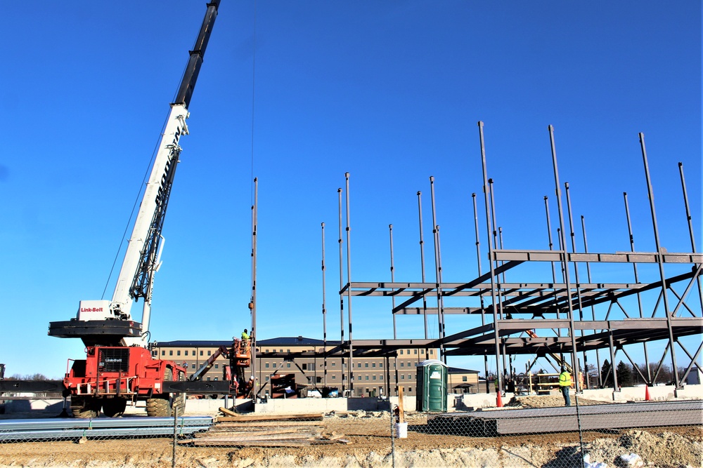 Steel framing underway on $28 million-plus transient training barracks project at Fort McCoy