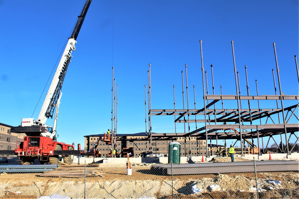 Steel framing underway on $28 million-plus transient training barracks project at Fort McCoy